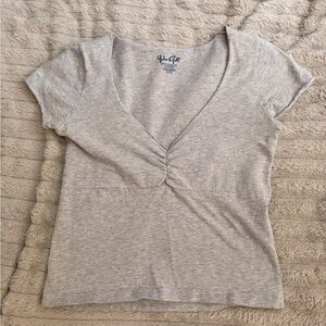 Brandy Melville Light Gray V-Neck Crop Top